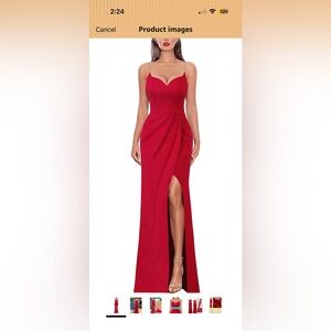 Red Evening Gown with Side Slit